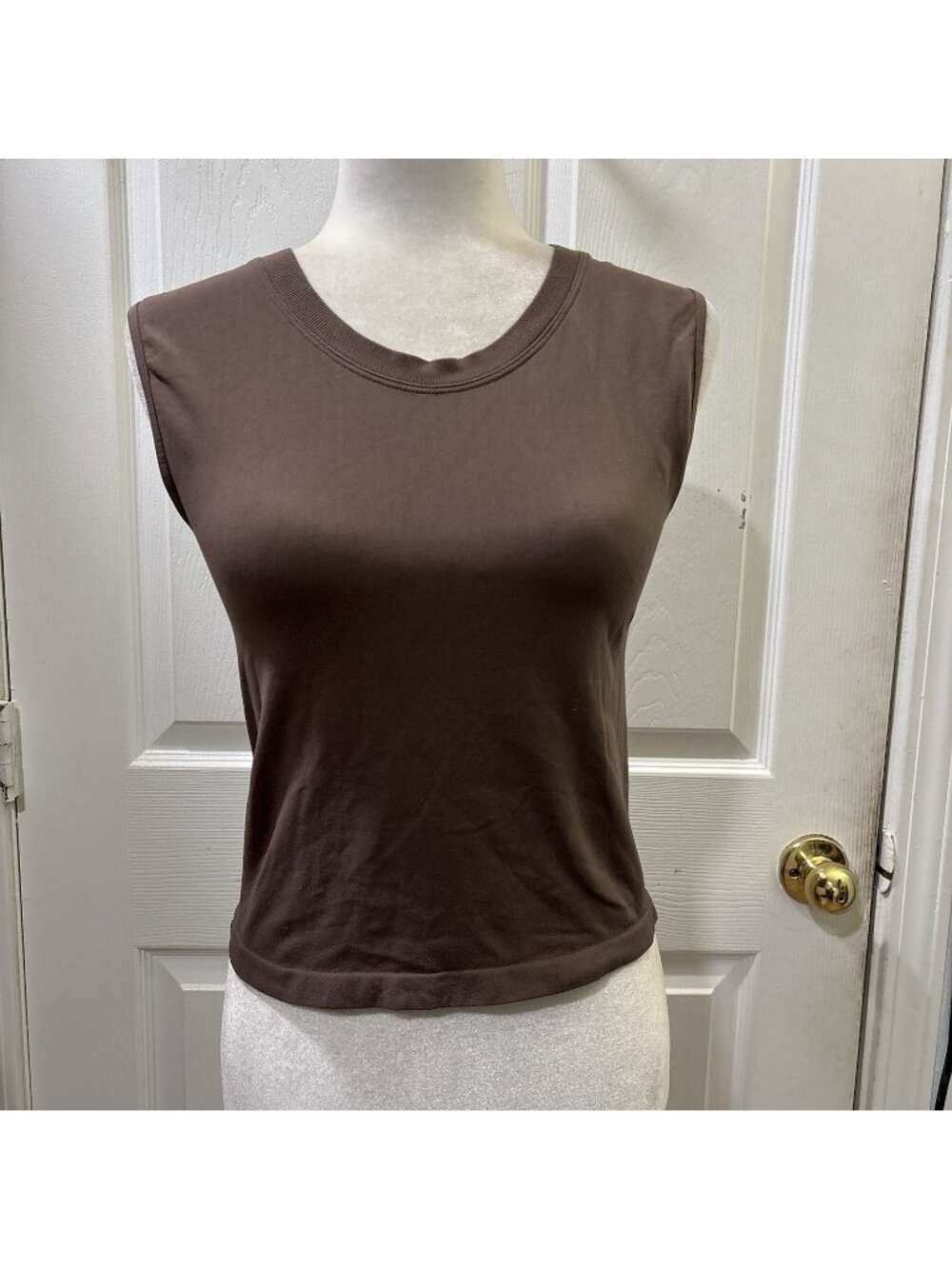 Intimately Free People Womens Tank Top Scoop Neck seamless Stretch Brown sz M/L